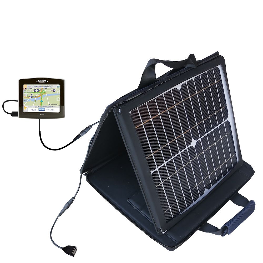 SunVolt Solar Charger compatible with the Magellan Maestro 3220 and one other device - charge from sun at wall outlet-like speed