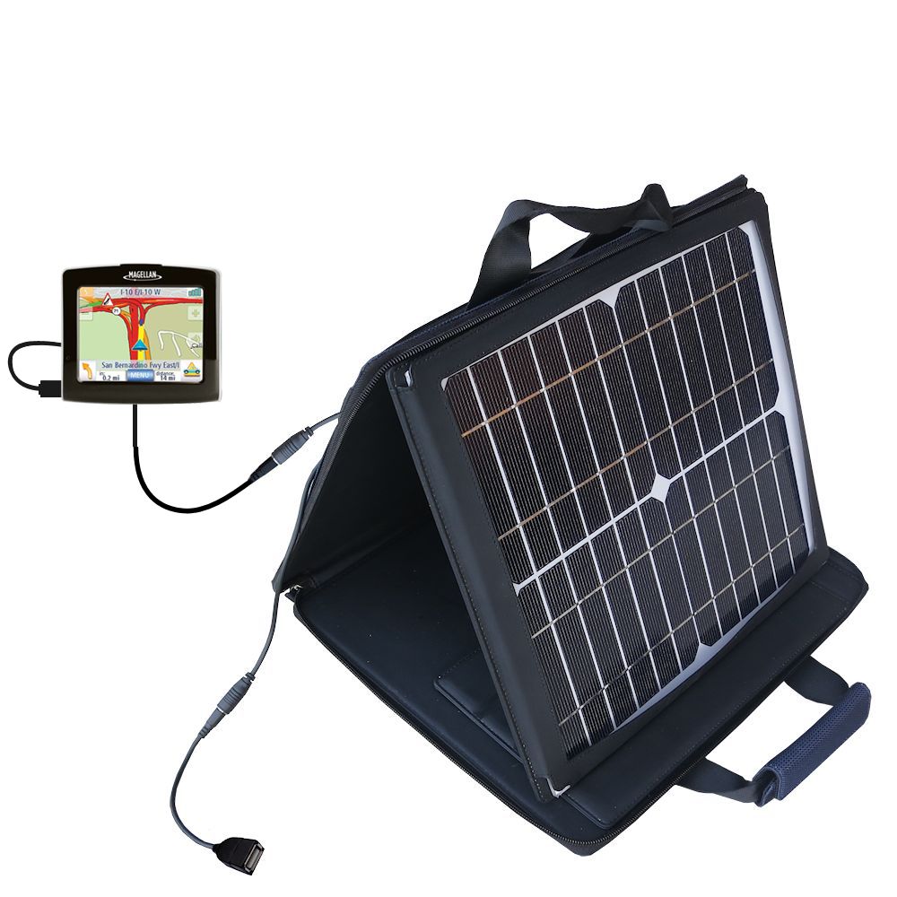 SunVolt Solar Charger compatible with the Magellan Maestro 3250 and one other device - charge from sun at wall outlet-like speed