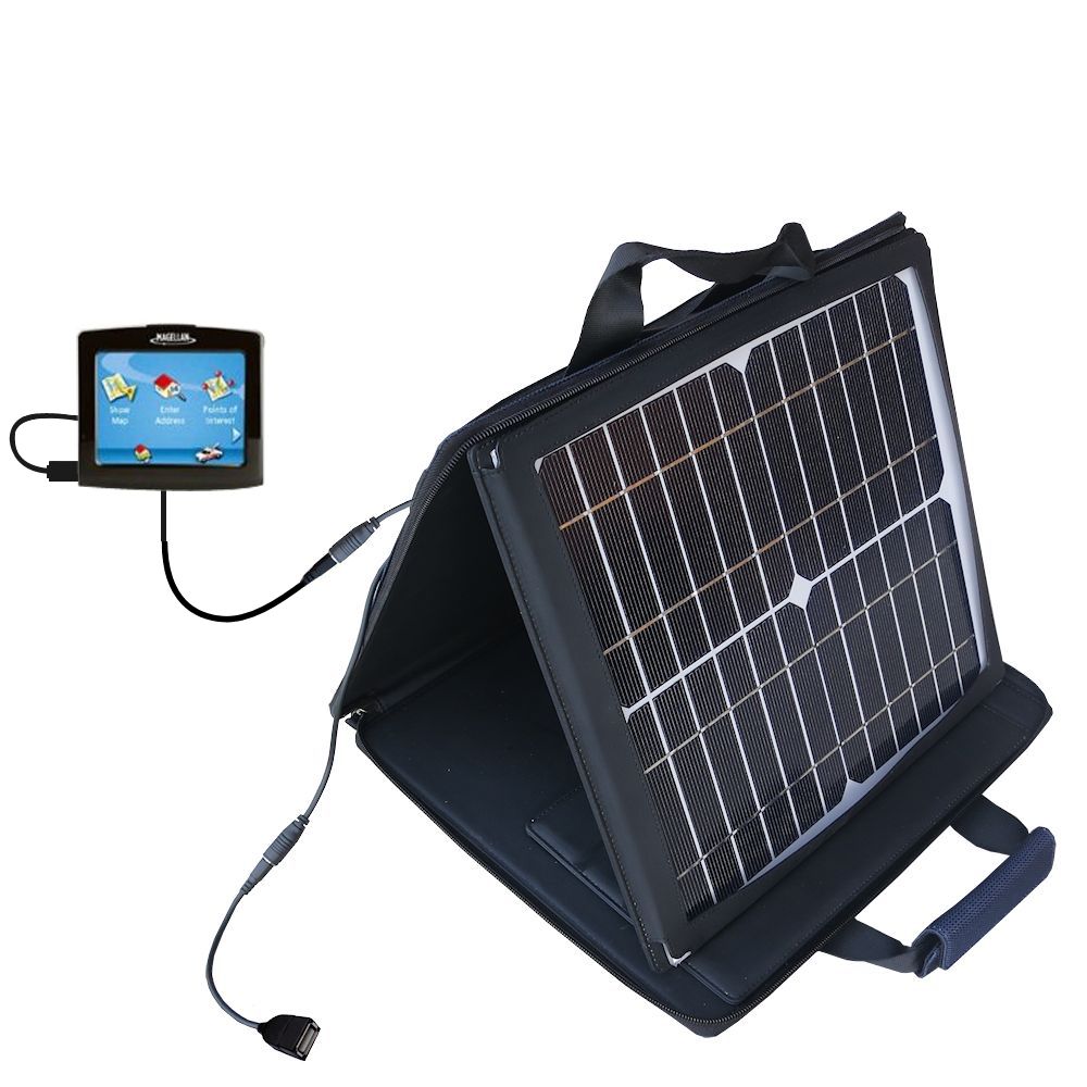 SunVolt Solar Charger compatible with the Magellan Maestro 3270 and one other device - charge from sun at wall outlet-like speed