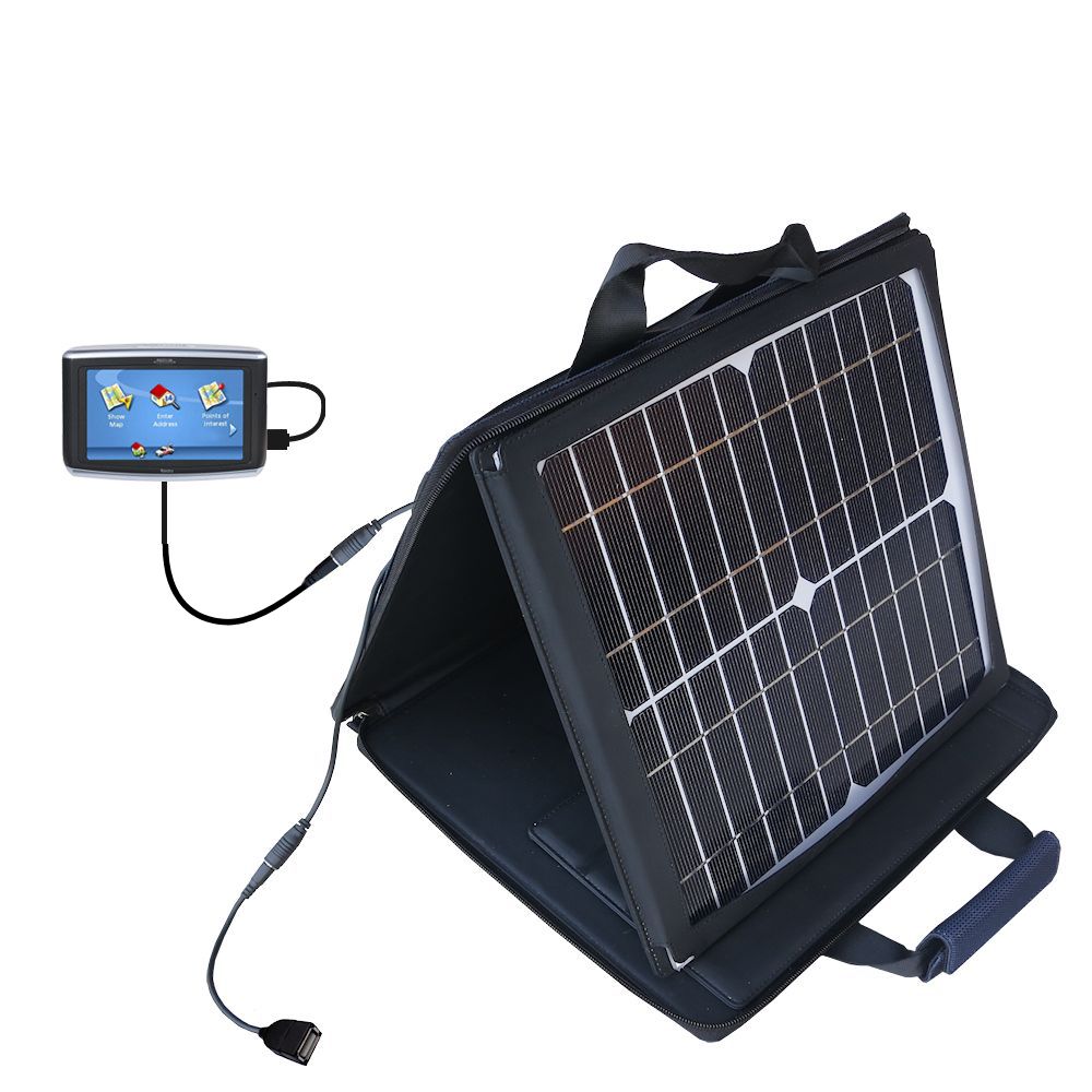 Gomadic SunVolt High Output Portable Solar Power Station designed for the Magellan Maestro 4000 - Can charge multiple devices with outlet speeds