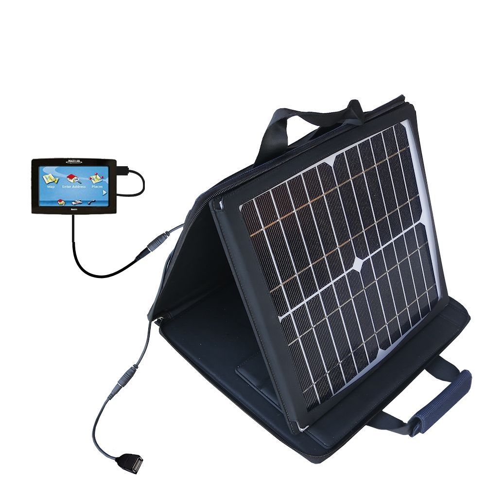 SunVolt Solar Charger compatible with the Magellan Maestro 4215 and one other device - charge from sun at wall outlet-like speed