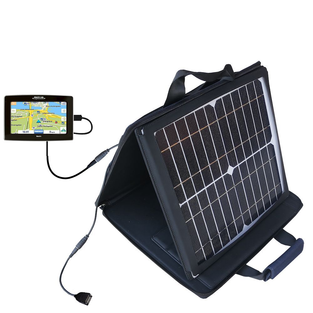 SunVolt Solar Charger compatible with the Magellan Maestro 4350 and one other device - charge from sun at wall outlet-like speed