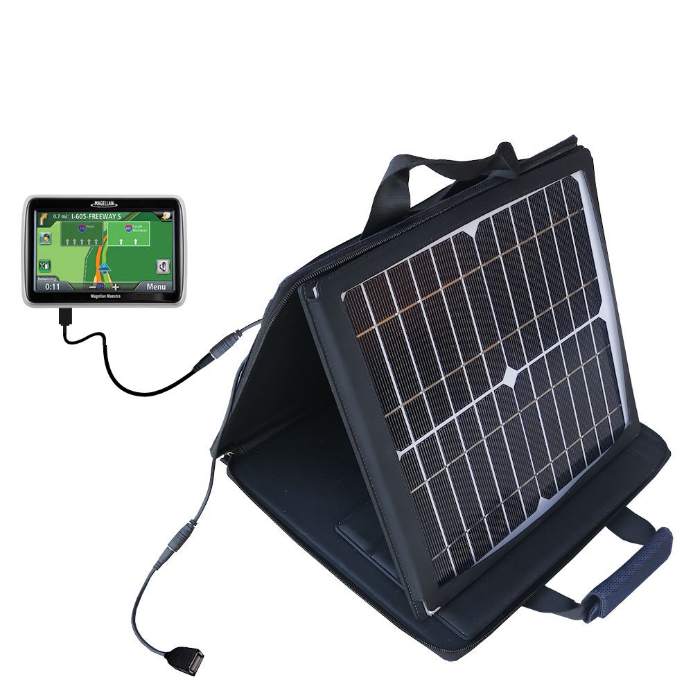 SunVolt Solar Charger compatible with the Magellan Maestro 4700 and one other device - charge from sun at wall outlet-like speed