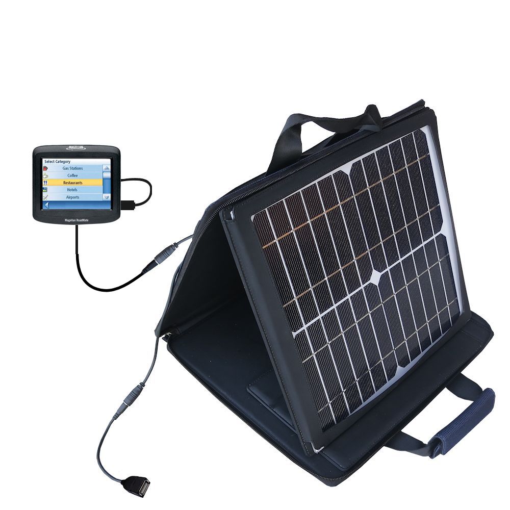 SunVolt Solar Charger compatible with the Magellan Roadmate 1212 and one other device - charge from sun at wall outlet-like speed
