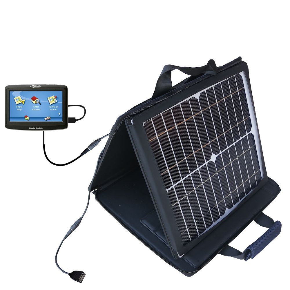 SunVolt Solar Charger compatible with the Magellan Roadmate 1412 and one other device - charge from sun at wall outlet-like speed