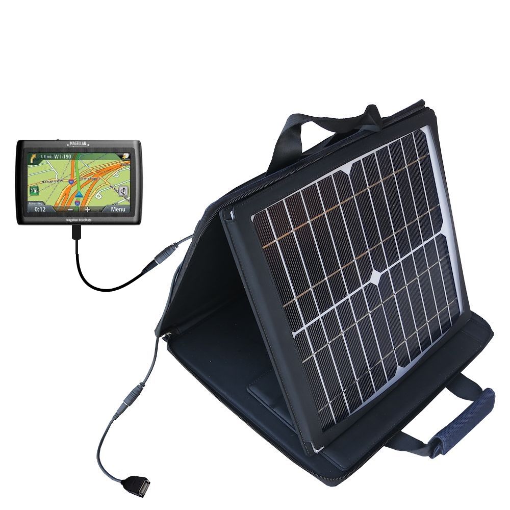 SunVolt Solar Charger compatible with the Magellan Roadmate 1420 and one other device - charge from sun at wall outlet-like speed