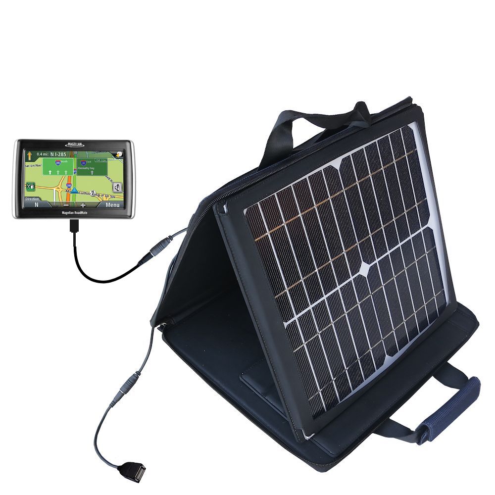 SunVolt Solar Charger compatible with the Magellan Roadmate 1440 and one other device - charge from sun at wall outlet-like speed