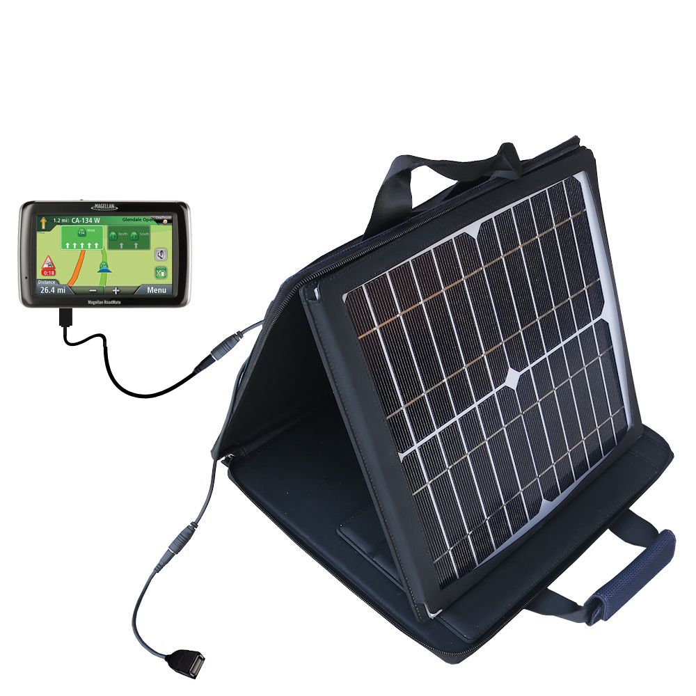 SunVolt Solar Charger compatible with the Magellan Roadmate 3045 and one other device - charge from sun at wall outlet-like speed