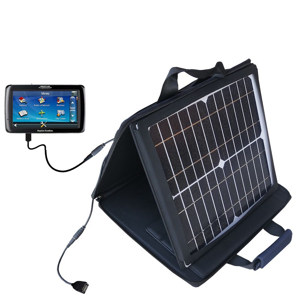 SunVolt Solar Charger compatible with the Magellan Roadmate 5045 LM and one other device - charge from sun at wall outlet-like speed