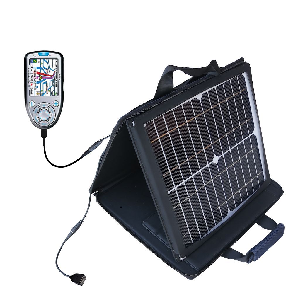 SunVolt Solar Charger compatible with the Magellan Roadmate 860T and one other device - charge from sun at wall outlet-like speed