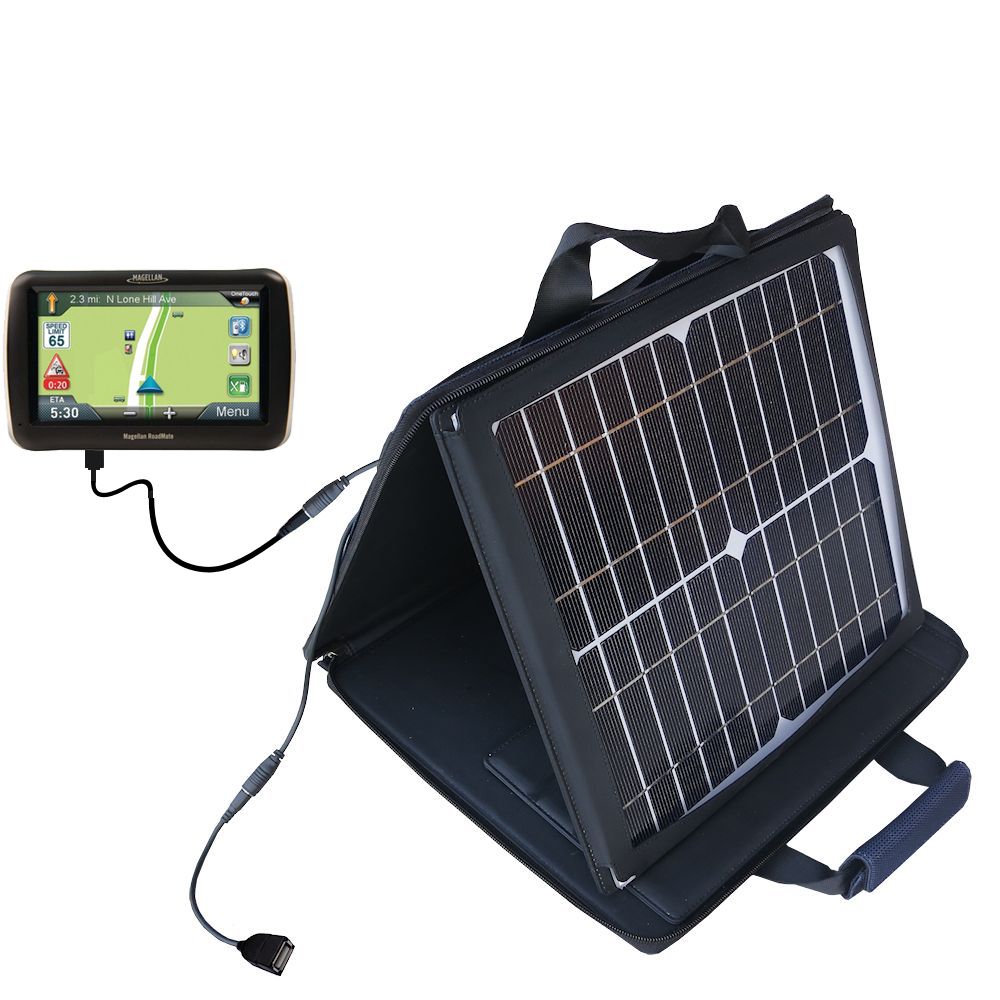 SunVolt Solar Charger compatible with the Magellan Roadmate Commercial 9270T- and one other device - charge from sun at wall outlet-like speed