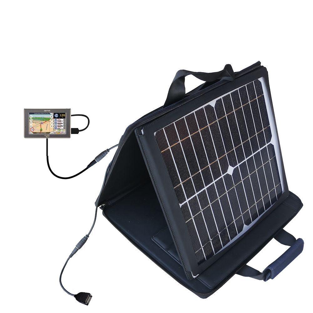 SunVolt Solar Charger compatible with the Mio C523 C525 and one other device - charge from sun at wall outlet-like speed