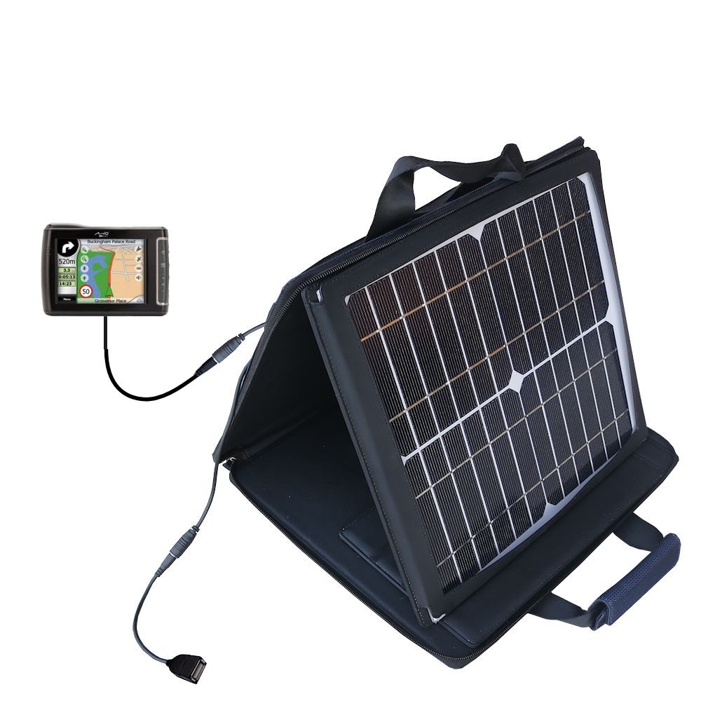 SunVolt Solar Charger compatible with the Mio C710 C720 C720t and one other device - charge from sun at wall outlet-like speed