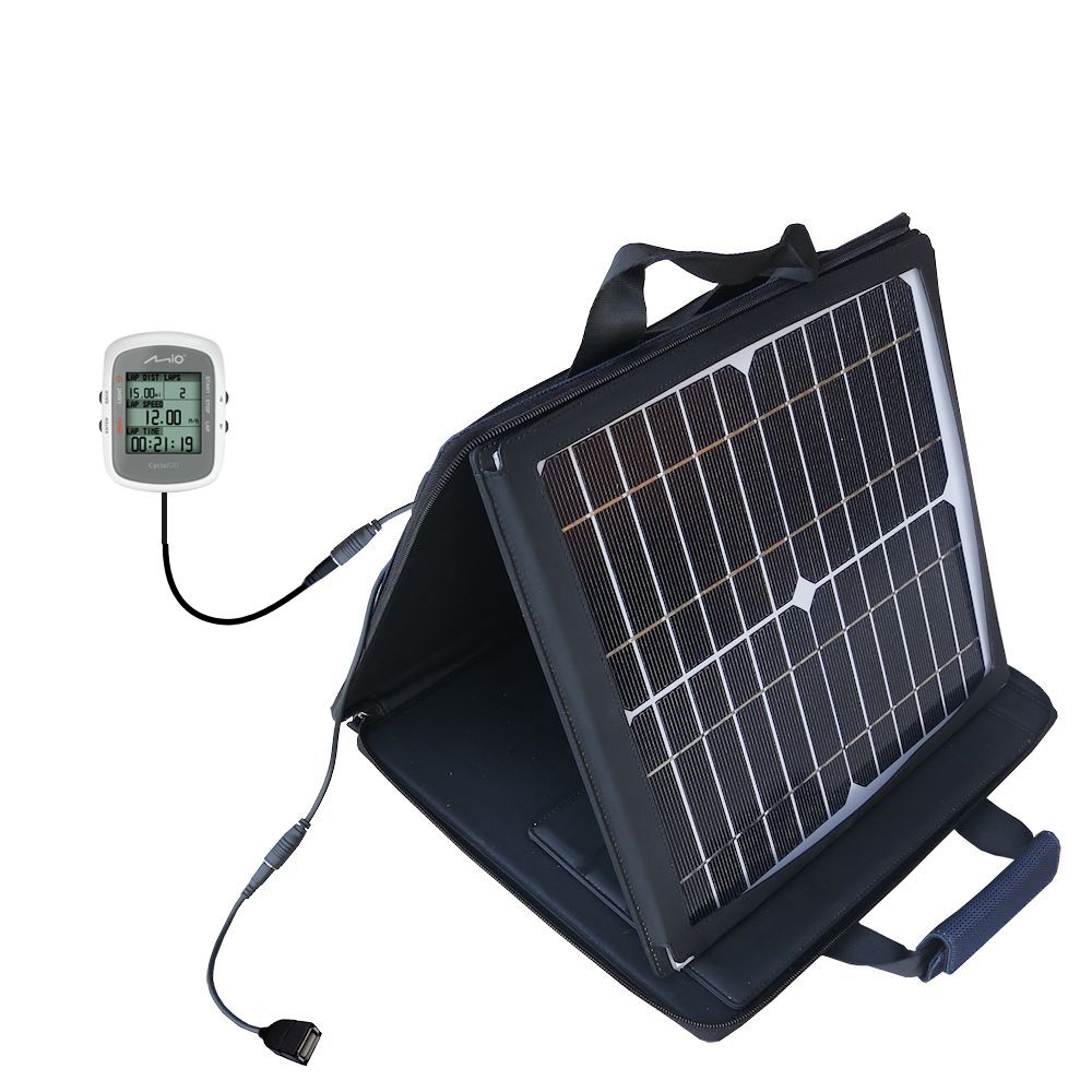 SunVolt Solar Charger compatible with the Mio Cyclo 100 and one other device - charge from sun at wall outlet-like speed