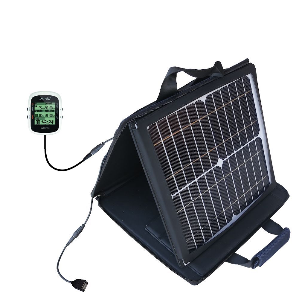 Gomadic SunVolt High Output Portable Solar Power Station designed for the Mio Cyclo 105 / H HC - Can charge multiple devices with outlet speeds