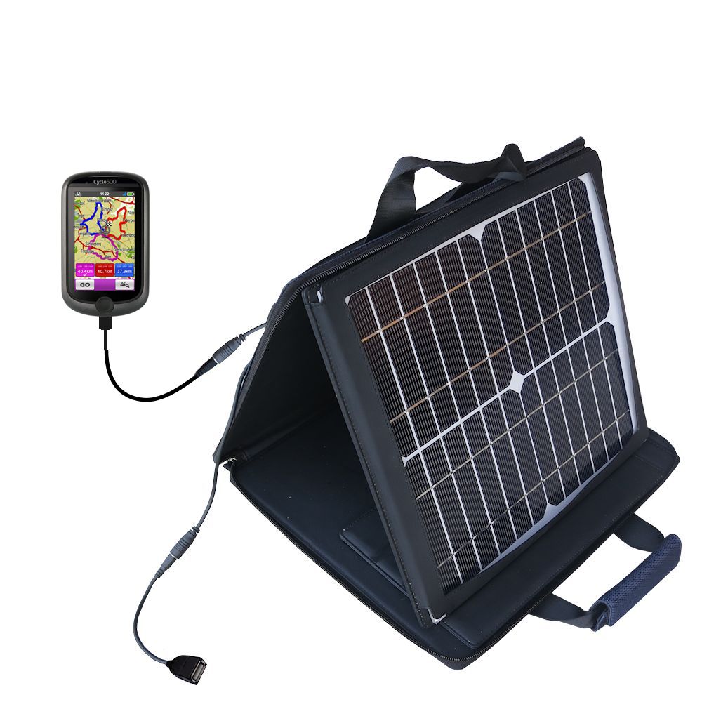 SunVolt Solar Charger compatible with the Mio Cyclo 500 / 505 / HC and one other device - charge from sun at wall outlet-like speed