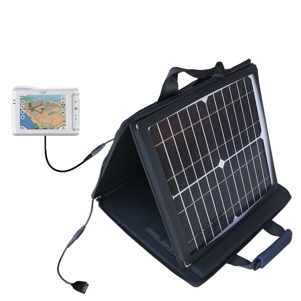 SunVolt Solar Charger compatible with the Mio DigiWalker C310x and one other device - charge from sun at wall outlet-like speed