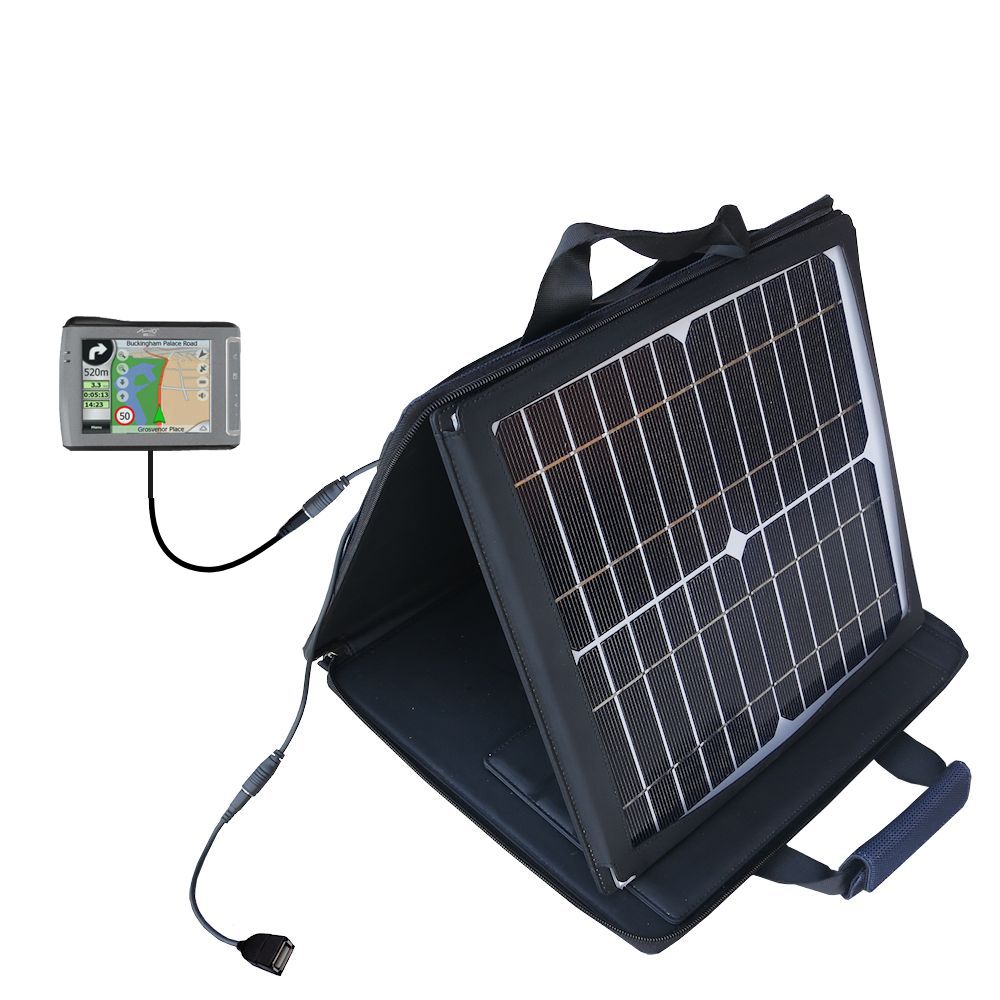 SunVolt Solar Charger compatible with the Mio DigiWalker C510e and one other device - charge from sun at wall outlet-like speed