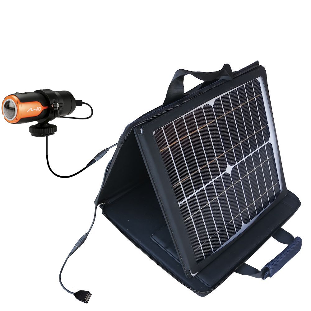 SunVolt Solar Charger compatible with the Mio MiVue M350 and one other device - charge from sun at wall outlet-like speed
