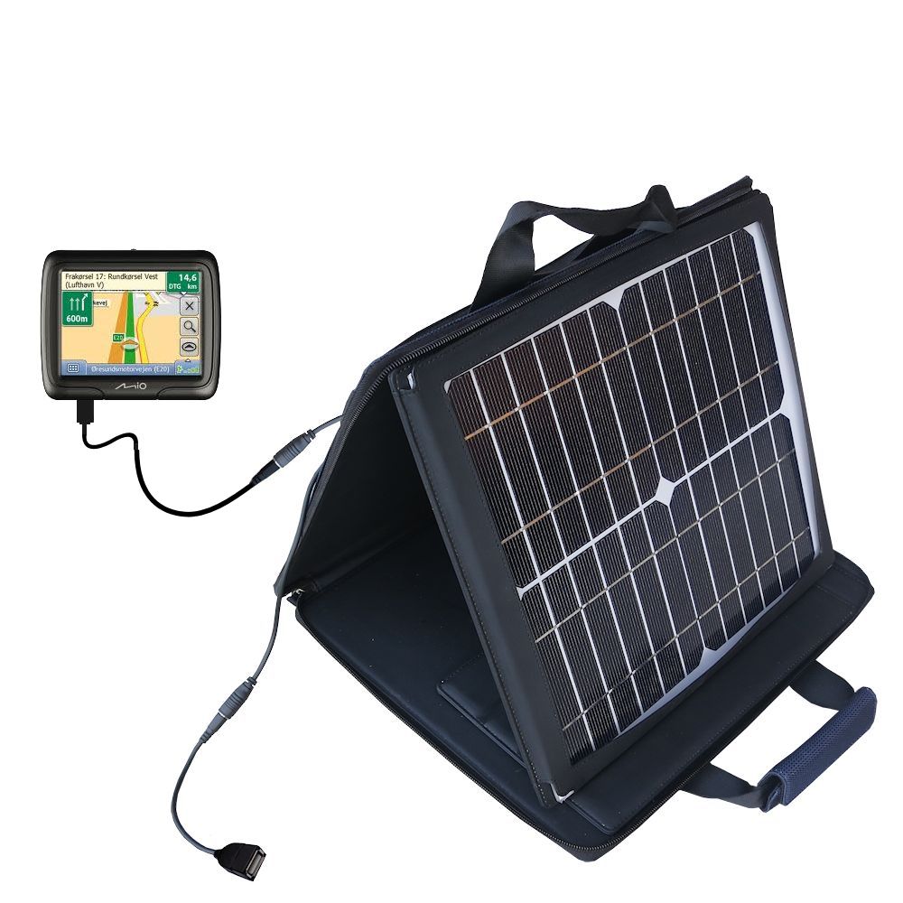 SunVolt Solar Charger compatible with the Mio Navman M300 and one other device - charge from sun at wall outlet-like speed