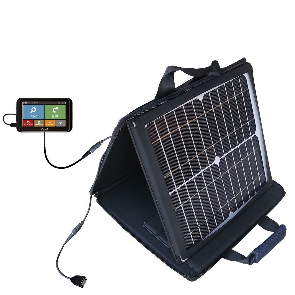 SunVolt Solar Charger compatible with the Mio Spirit 6800 and one other device - charge from sun at wall outlet-like speed