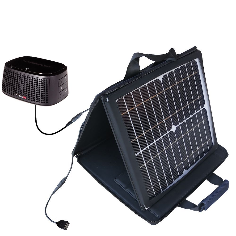 SunVolt Solar Charger compatible with the Monster ClarityHD BT100 and one other device - charge from sun at wall outlet-like speed