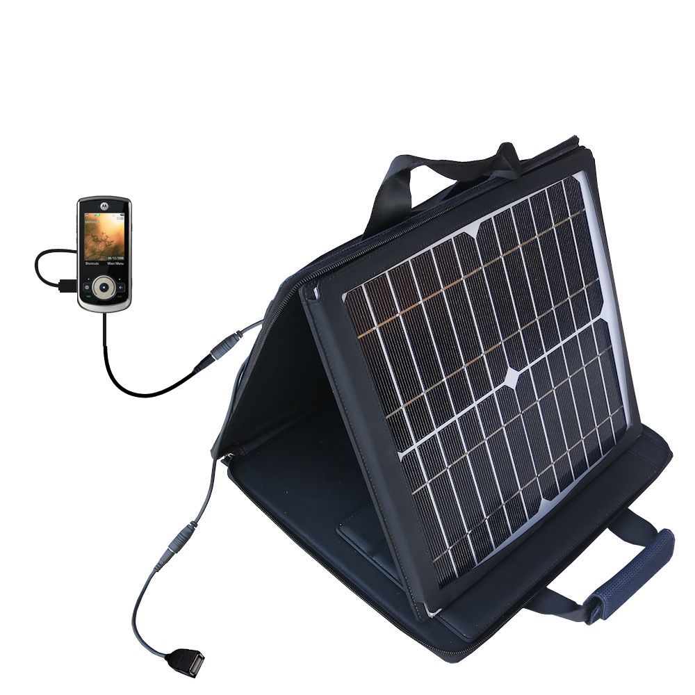 SunVolt Solar Charger compatible with the Motorola  MOTO VE66 and one other device - charge from sun at wall outlet-like speed