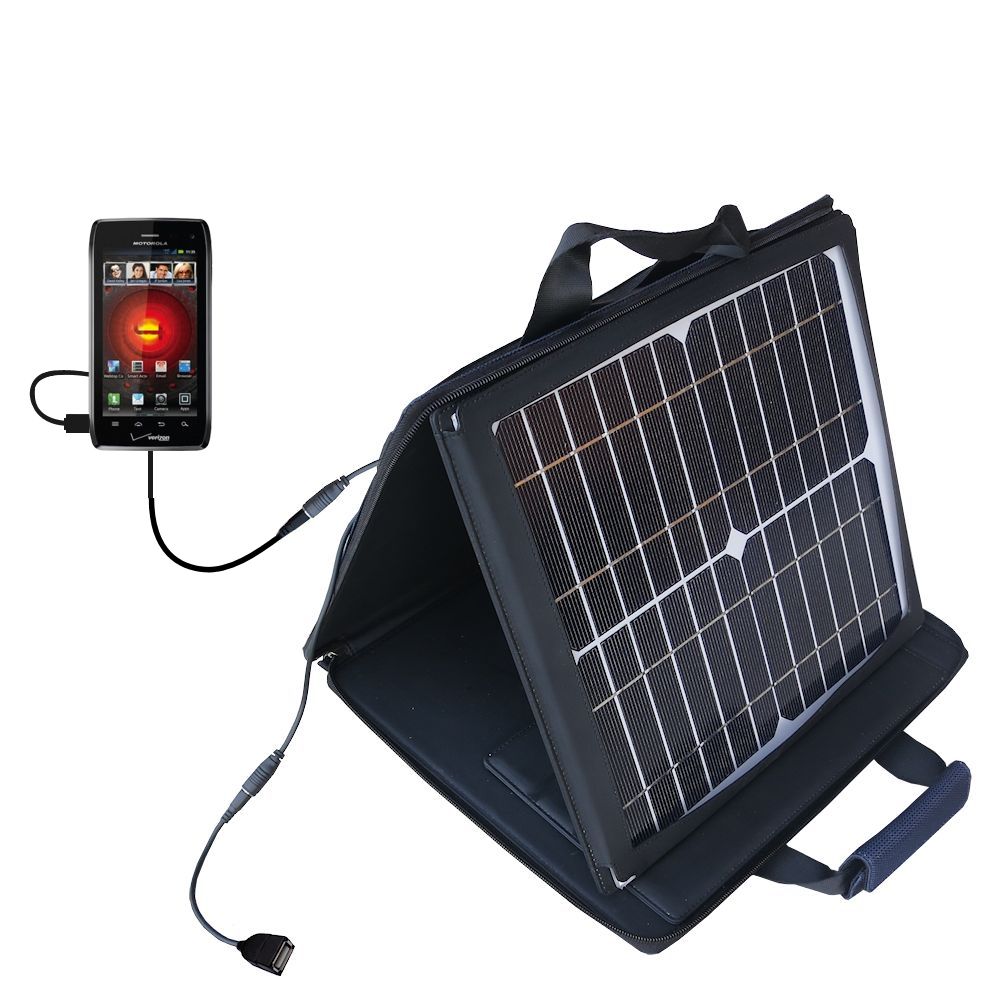 SunVolt Solar Charger compatible with the Motorola DROID 4 / XT894 and one other device - charge from sun at wall outlet-like speed