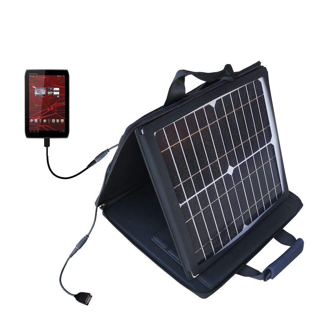 SunVolt Solar Charger compatible with the Motorola DROID XYBOARD and one other device - charge from sun at wall outlet-like speed