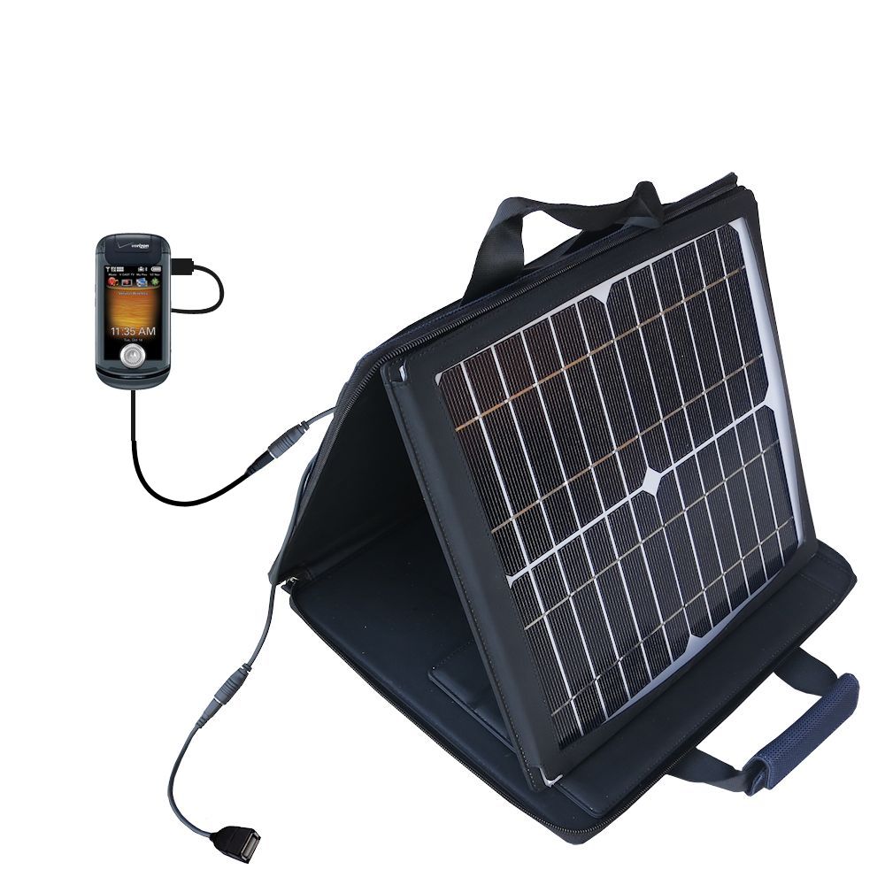 SunVolt Solar Charger compatible with the Motorola Krave ZN4 and one other device - charge from sun at wall outlet-like speed
