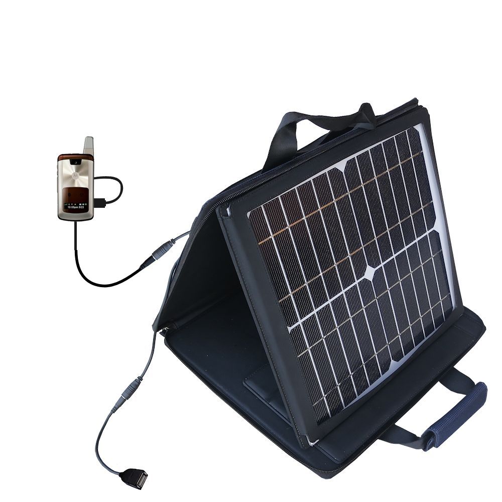 SunVolt Solar Charger compatible with the Motorola MOTO i776 and one other device - charge from sun at wall outlet-like speed