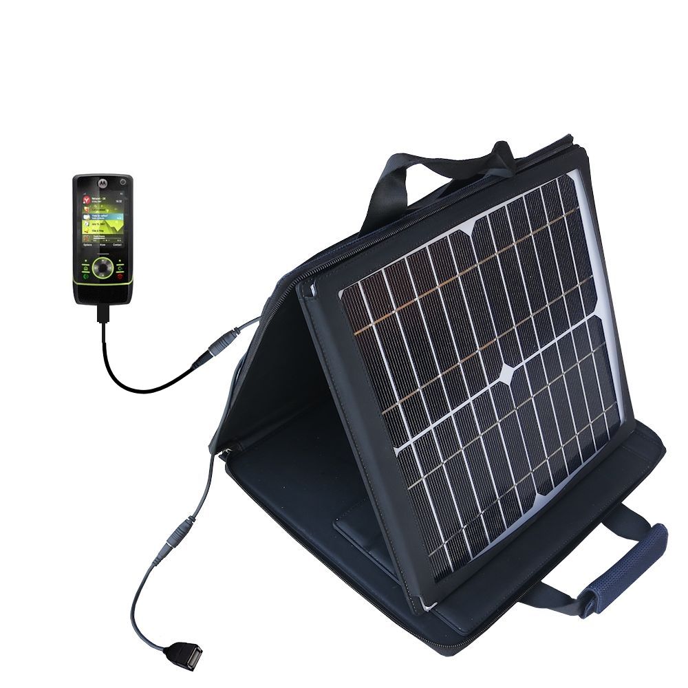 Gomadic SunVolt High Output Portable Solar Power Station designed for the Motorola MOTORIZR Z8 - Can charge multiple devices with outlet speeds