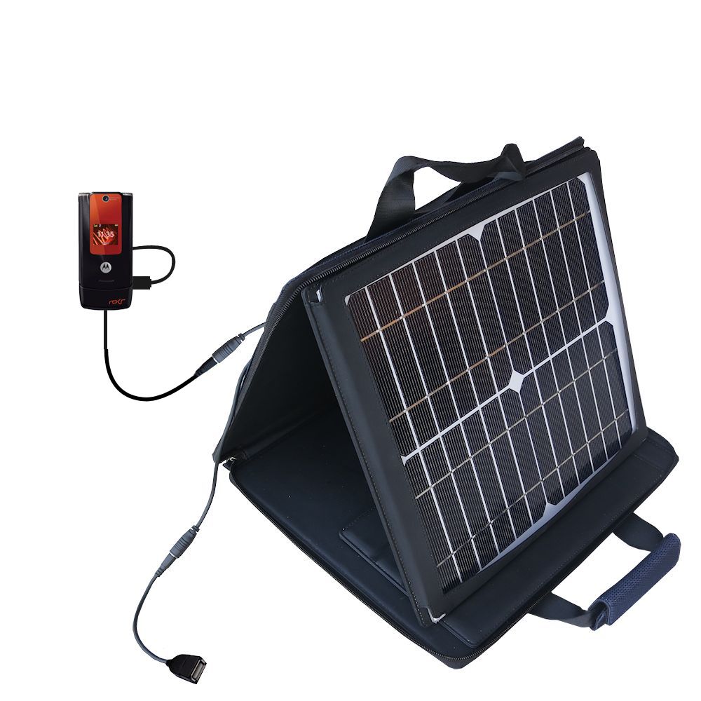 SunVolt Solar Charger compatible with the Motorola ROKR W5 and one other device - charge from sun at wall outlet-like speed