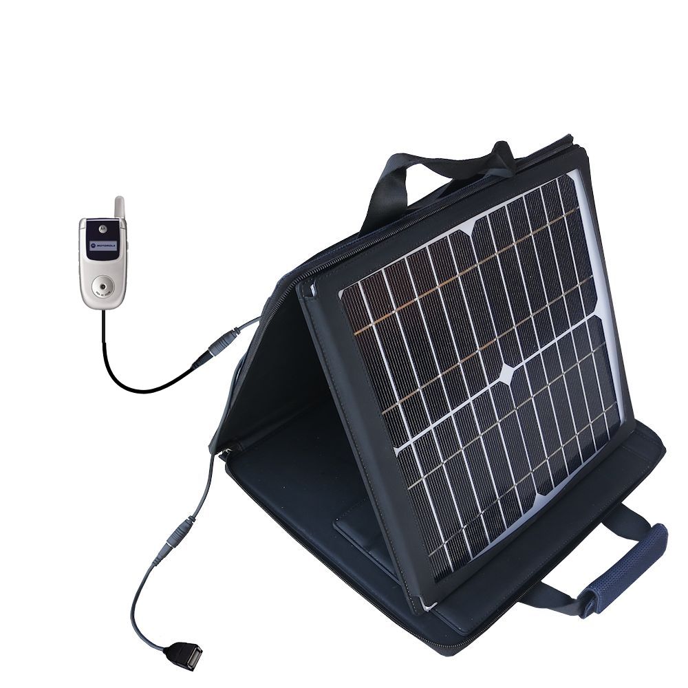 SunVolt Solar Charger compatible with the Motorola V220 and one other device - charge from sun at wall outlet-like speed