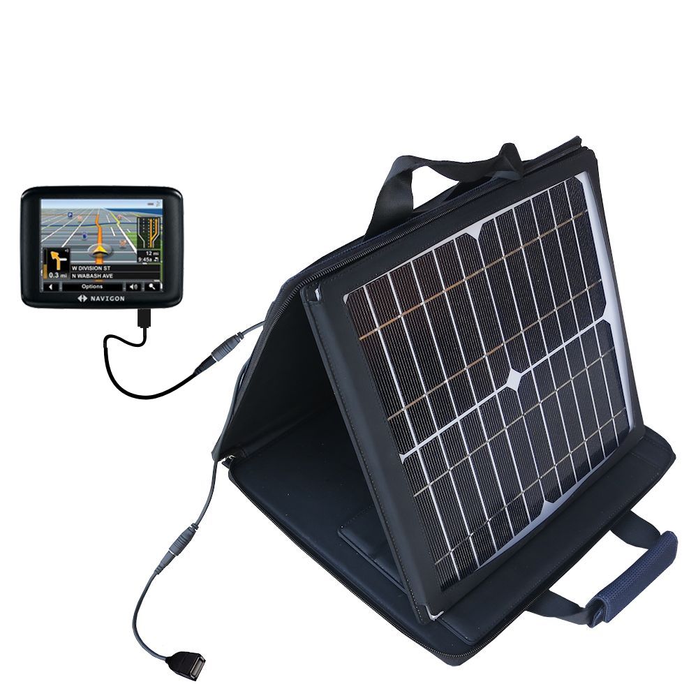 SunVolt Solar Charger compatible with the Navigon 2000S and one other device - charge from sun at wall outlet-like speed