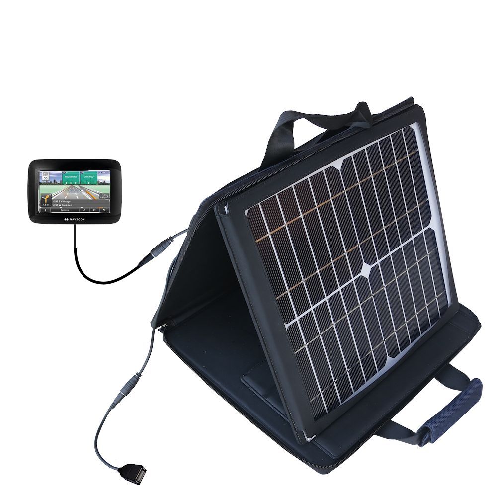 SunVolt Solar Charger compatible with the Navigon 7100 and one other device - charge from sun at wall outlet-like speed