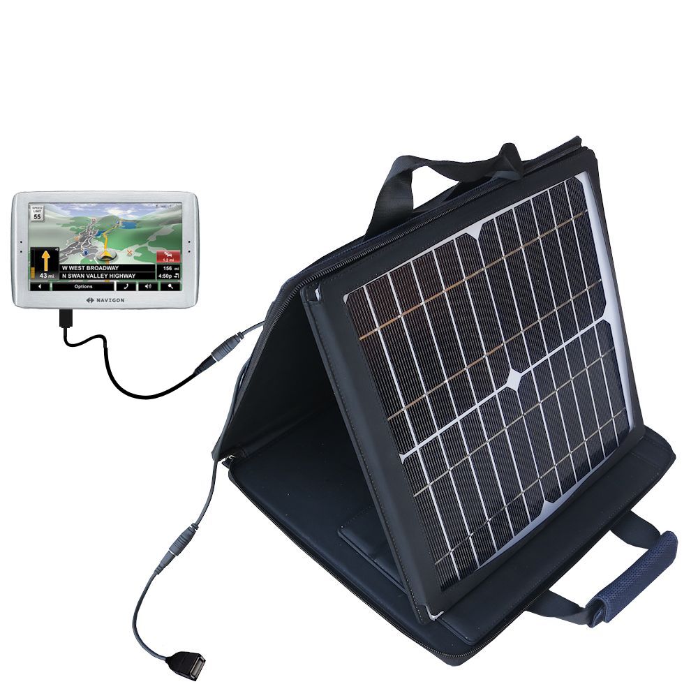 SunVolt Solar Charger compatible with the Navigon 8100T and one other device - charge from sun at wall outlet-like speed
