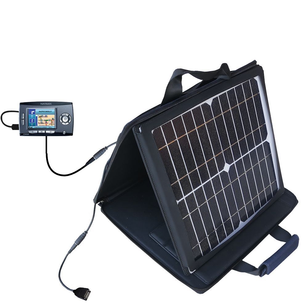 Gomadic SunVolt High Output Portable Solar Power Station designed for the Navman iCN 320 - Can charge multiple devices with outlet speeds