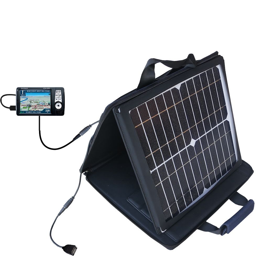 Gomadic SunVolt High Output Portable Solar Power Station designed for the Navman iCN 530 - Can charge multiple devices with outlet speeds