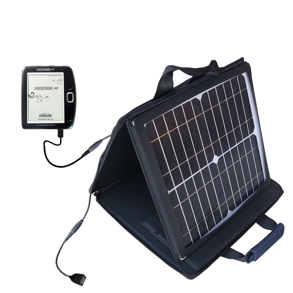 SunVolt Solar Charger compatible with the Netronix Pocketbook 360 and one other device - charge from sun at wall outlet-like speed