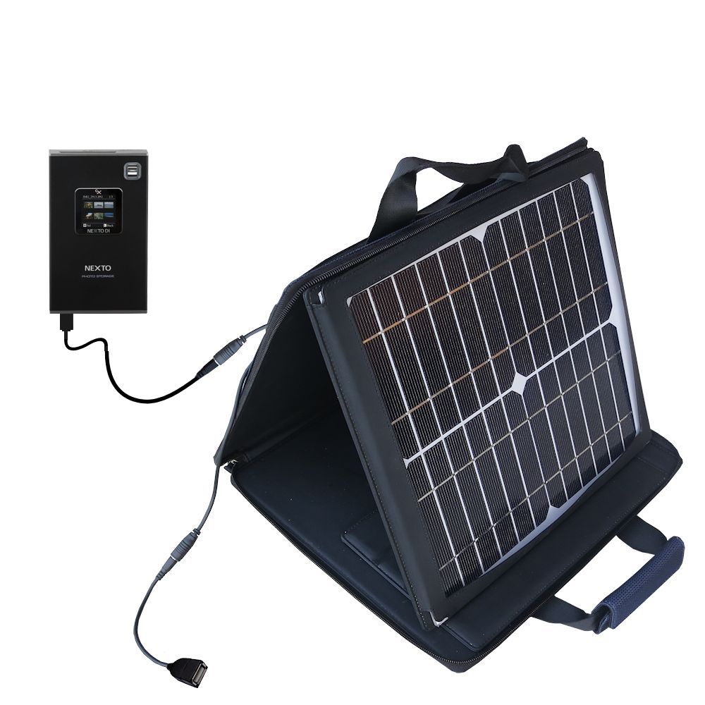 SunVolt Solar Charger compatible with the Nexto Di Extreme ND-2730 / ND2730 and one other device - charge from sun at wall outlet-like speed