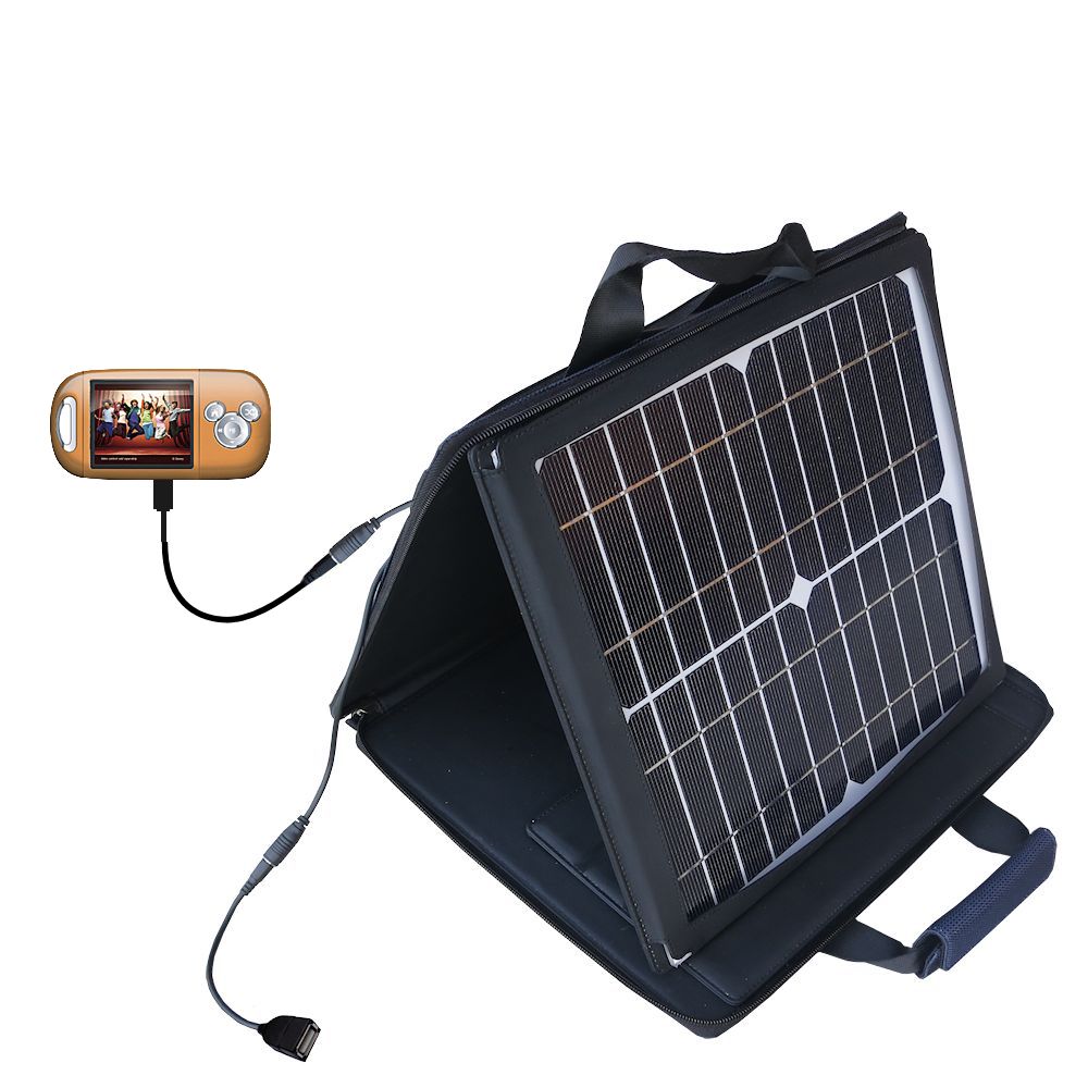 SunVolt Solar Charger compatible with the Nickelodean Digitial Blue Mix Max Player and one other device - charge from sun at wall outlet-like speed