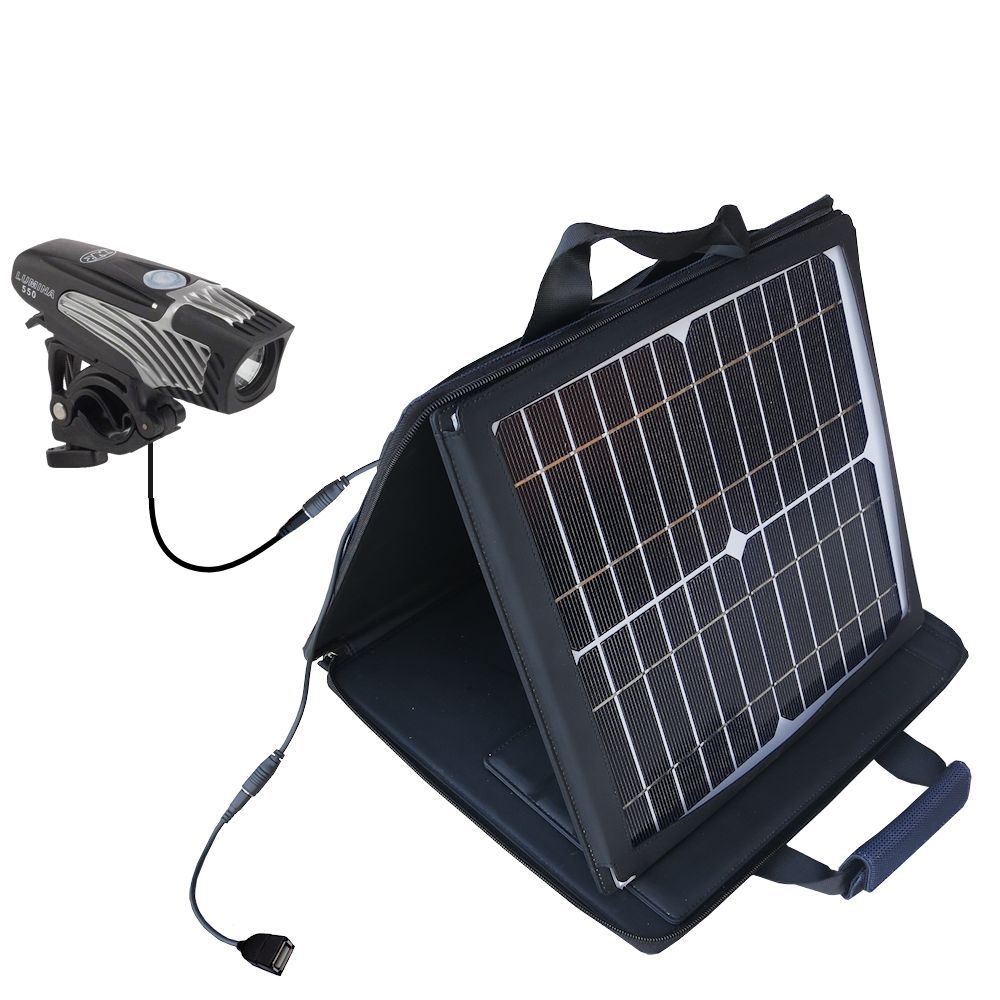 Gomadic SunVolt High Output Portable Solar Power Station designed for the Nite Rider Lumina 350 / 550 - Can charge multiple devices with outlet speeds