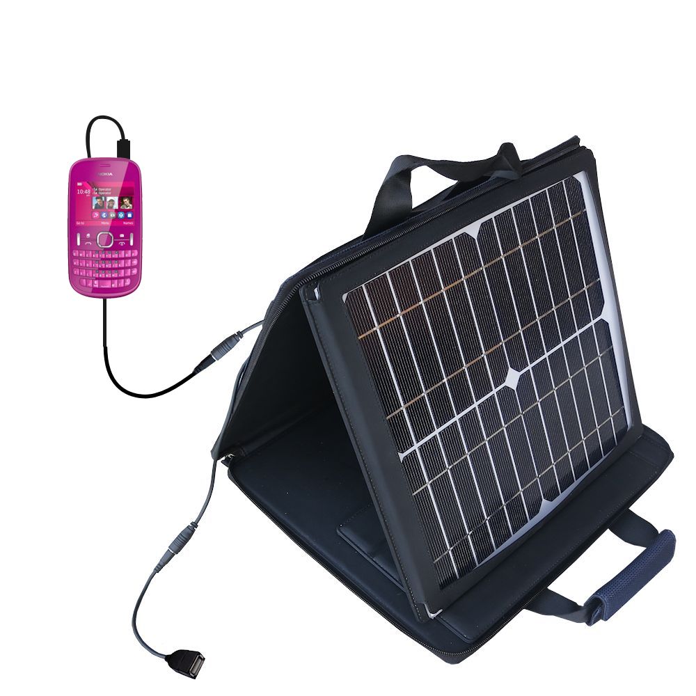 SunVolt Solar Charger compatible with the Nokia Asha 200 and one other device - charge from sun at wall outlet-like speed