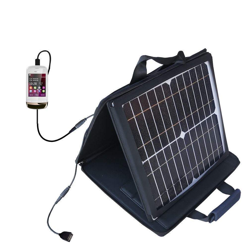 SunVolt Solar Charger compatible with the Nokia C2-O3 and one other device - charge from sun at wall outlet-like speed