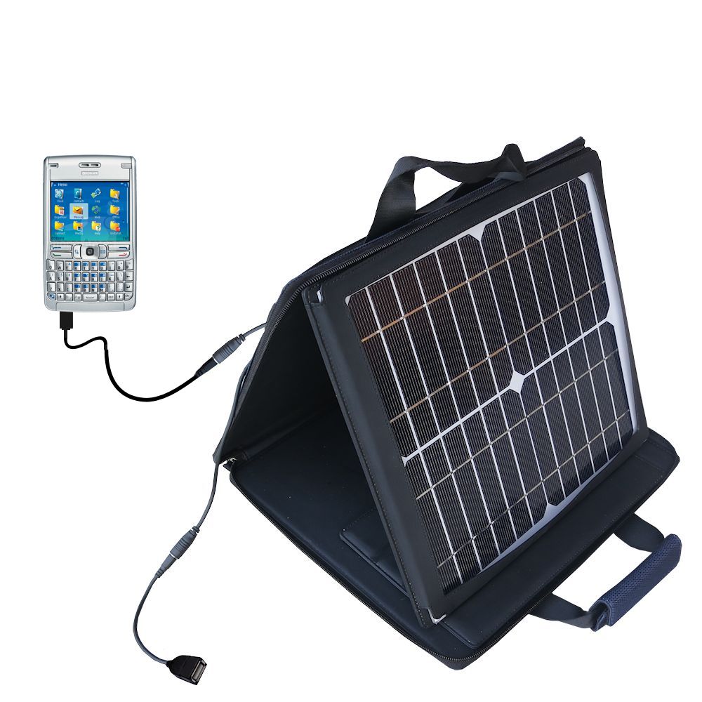 SunVolt Solar Charger compatible with the Nokia E61 E61i E62 E63 E66 and one other device - charge from sun at wall outlet-like speed
