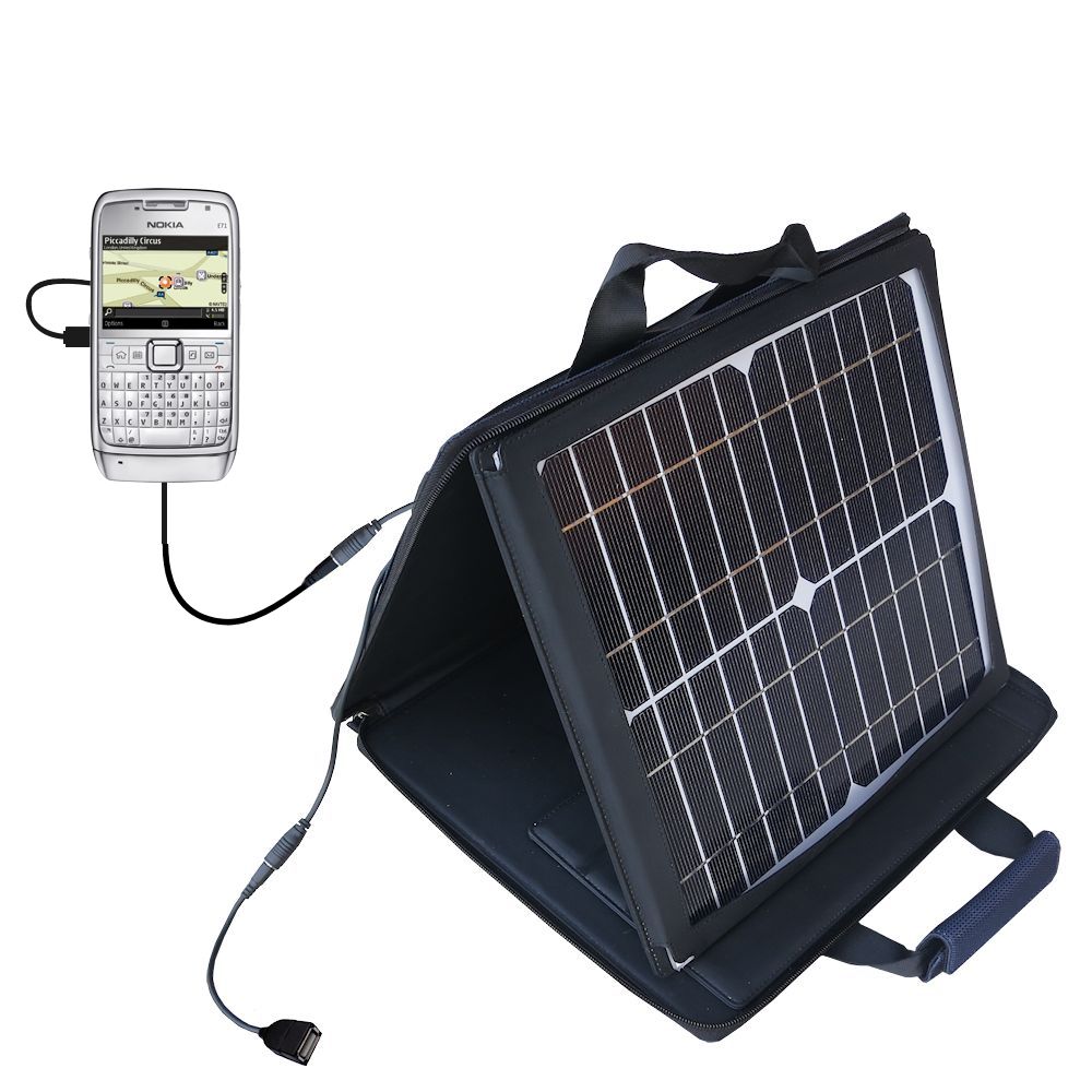 SunVolt Solar Charger compatible with the Nokia E71 E71x E75 and one other device - charge from sun at wall outlet-like speed