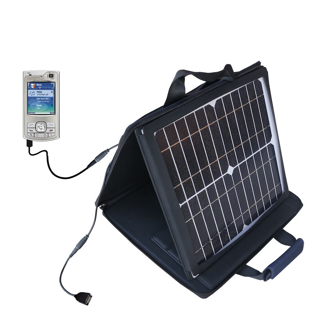 SunVolt Solar Charger compatible with the Nokia E80 E81 and one other device - charge from sun at wall outlet-like speed