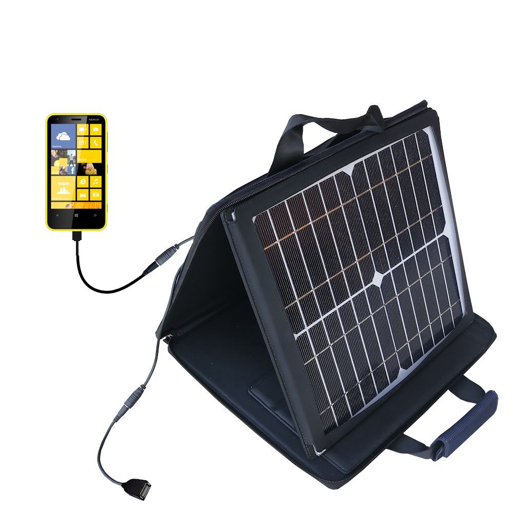 SunVolt Solar Charger compatible with the Nokia Lumia 620 and one other device - charge from sun at wall outlet-like speed