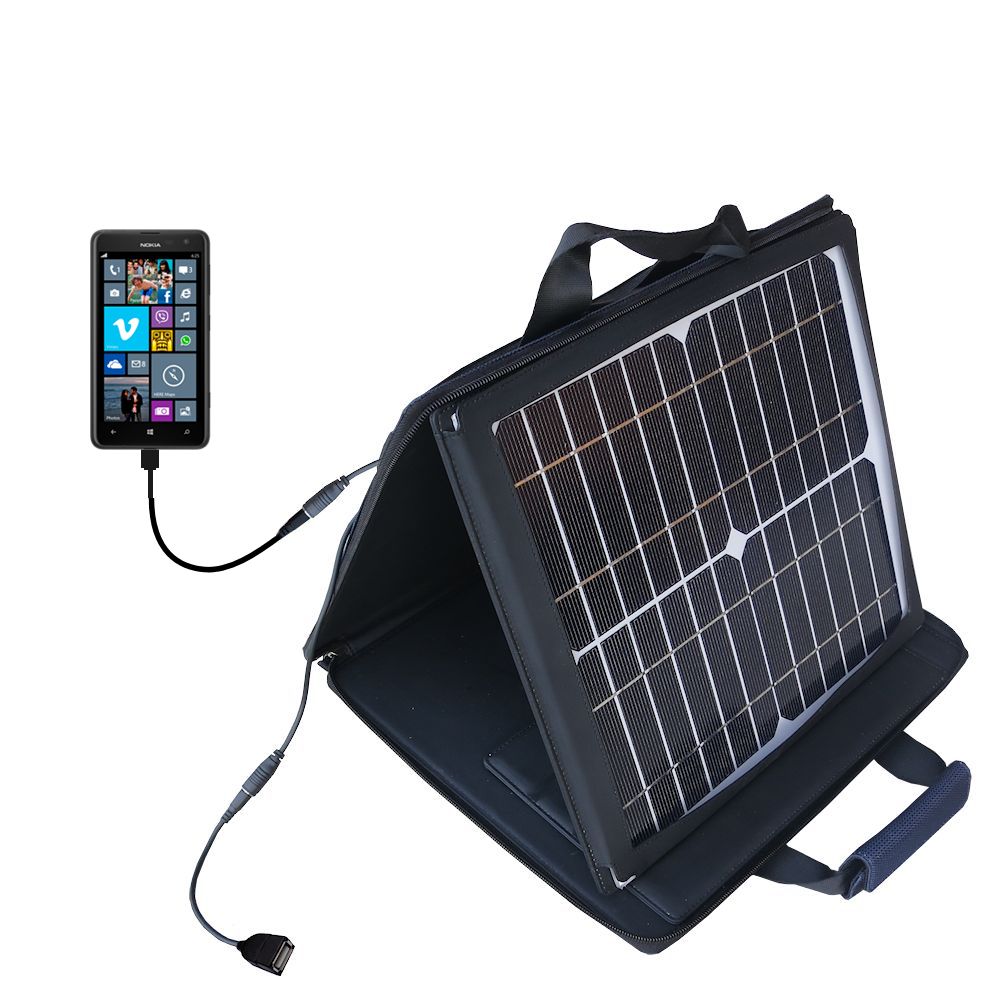 Gomadic SunVolt High Output Portable Solar Power Station designed for the Nokia Lumia 625 - Can charge multiple devices with outlet speeds